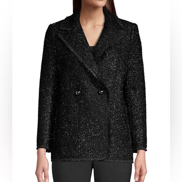 Kate Spade Tinsel Tweed Black Fringe Double Breasted Blazer NWOT - Picture 1 of 12